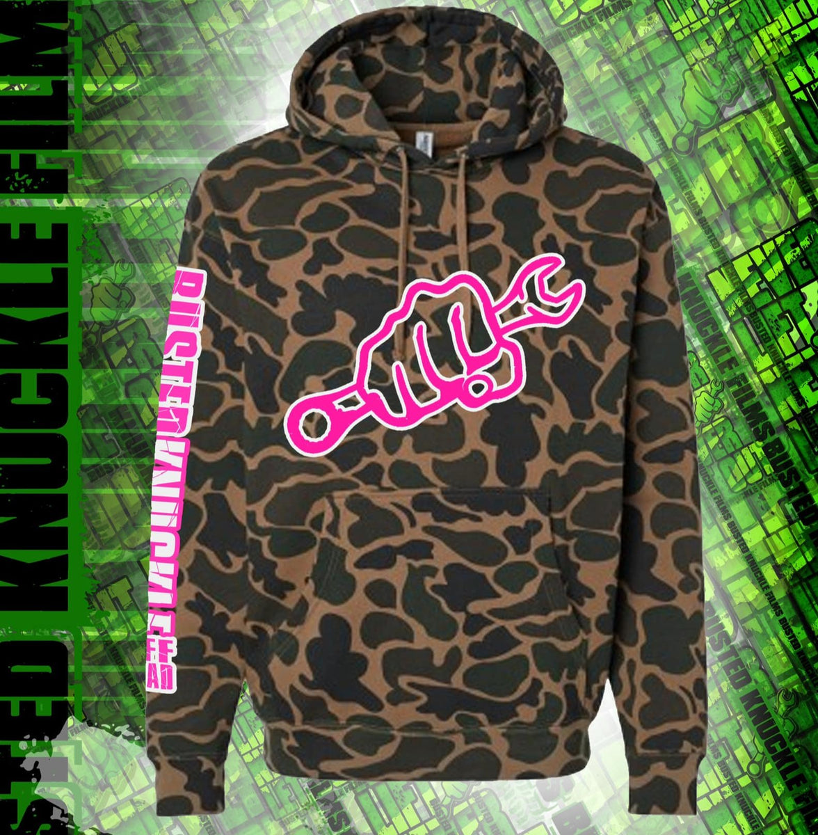 BK DUCK CAMO HOODIE w/ PINK LOGO | Busted Knuckle Gear